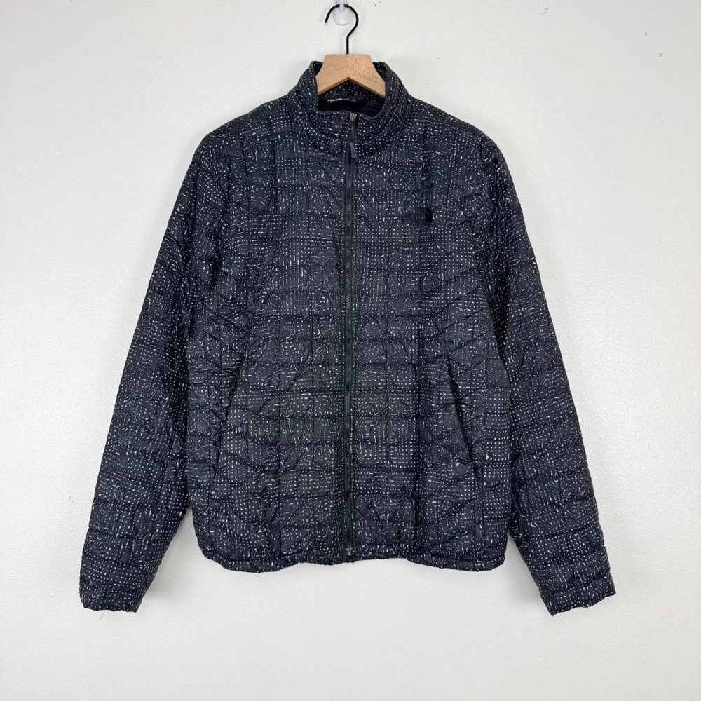 The‎ North Face Thermoball Eco Jacket Mens M Navy White Pattern Full Zip Pockets